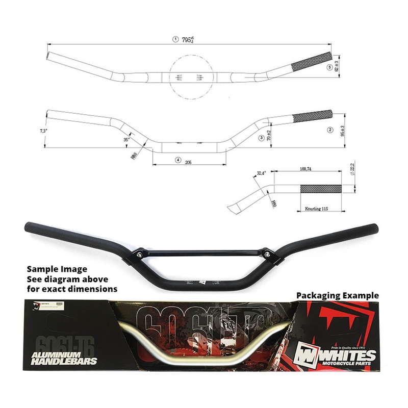 Whites Handlebars Alloy 6061 7/8 (22.2mm) KTM SX65 Black