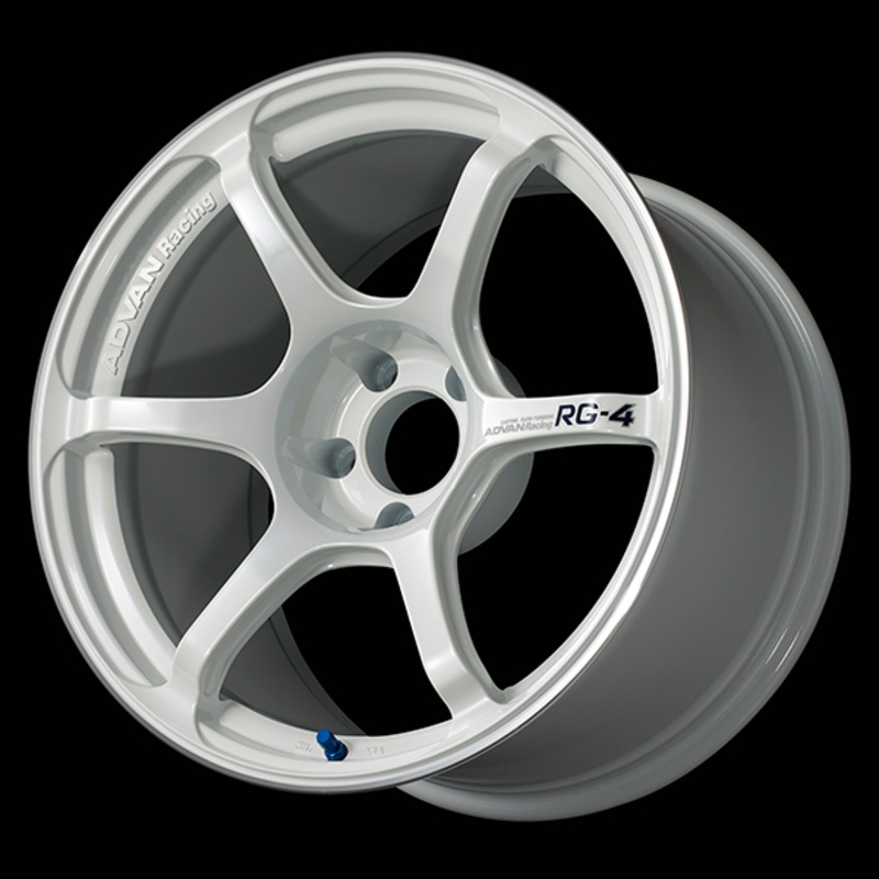 Advan RG-4 Alloy Wheel – 17×8 ET48 5×100 Racing White Metallic and Ring