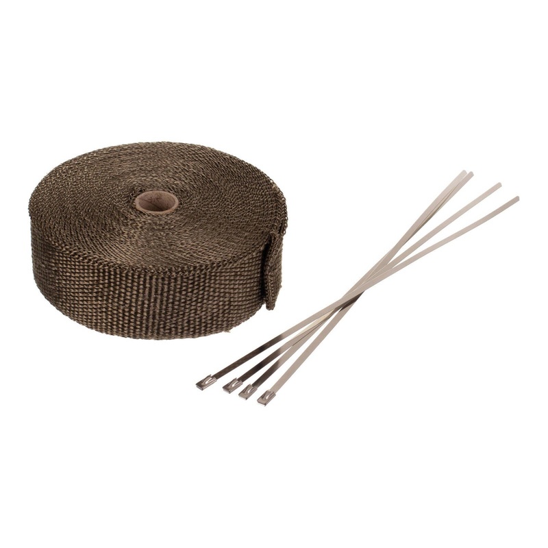 Whites Exhaust Wrap – Gold 50mm x 15m (700C) + 4 Stainless Steel Ties
