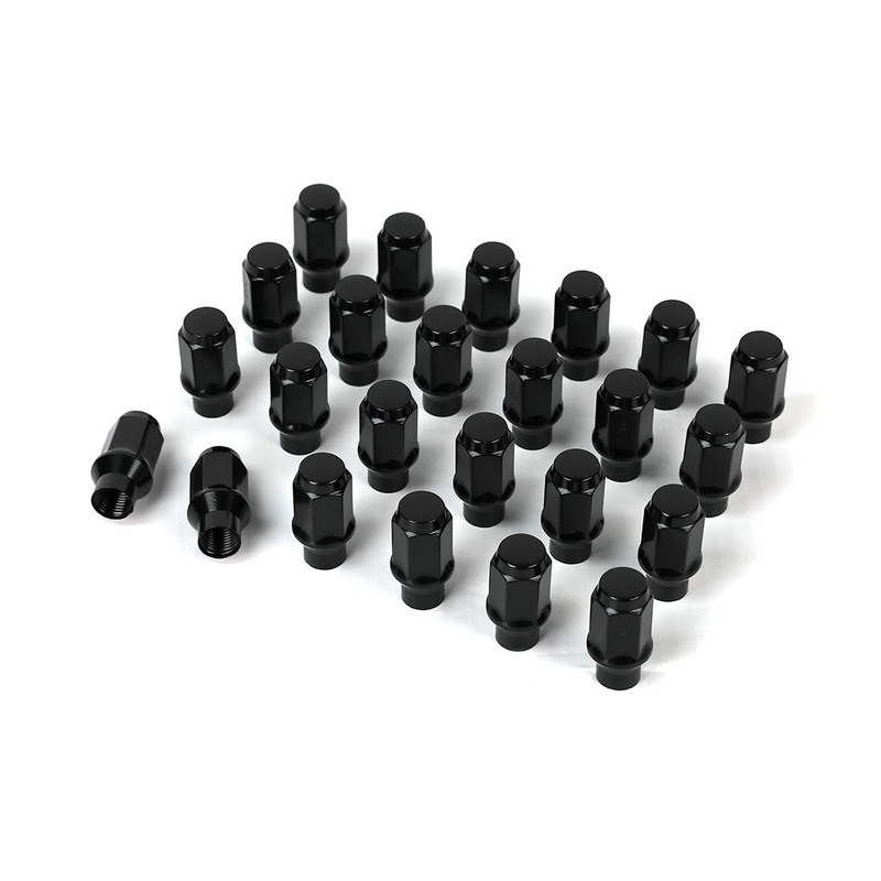 ICON Alloys, Lug Nut Kit, M14 x 1.5, Extended Thread with Custom Shank, Black, 24 Count