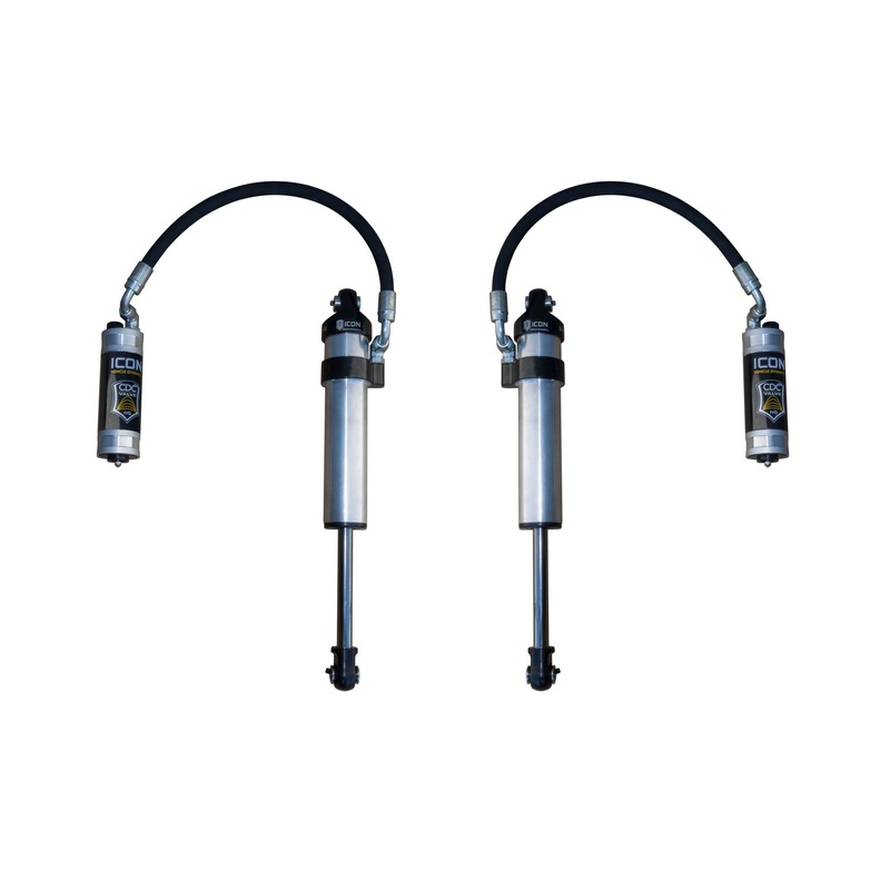 ICON 2003-2024 Toyota 4Runner/2005-2023 Toyota Tacoma/2007-2014 Toyota FJ Cruiser, Front, 2.5 VS Stock Width Remote Reservoir w/ CDCV Secondary Shocks, Pair
